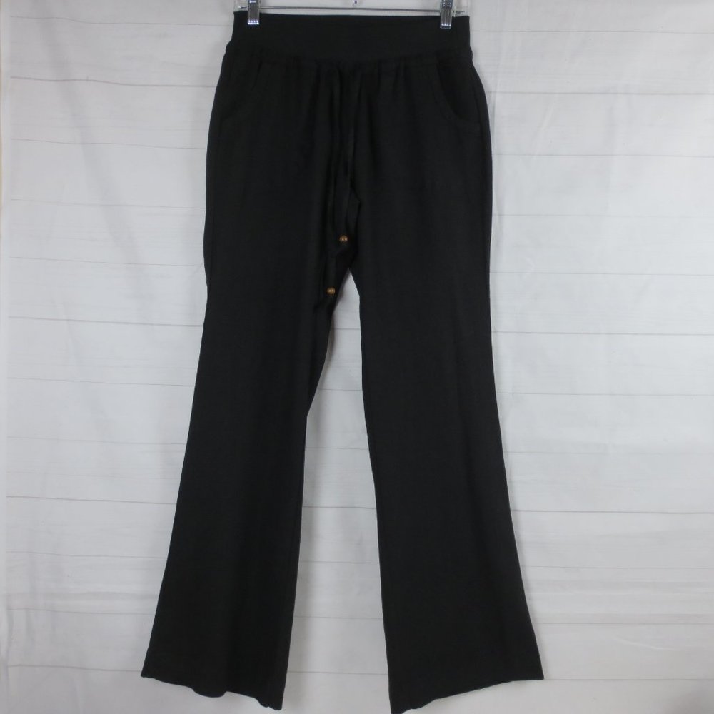 Love Tree Pants 55% Linen Women's Size S Black Elastic Waist